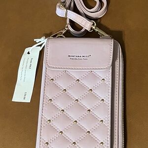 Montana West Light Pink Quilted Crossbody Bag